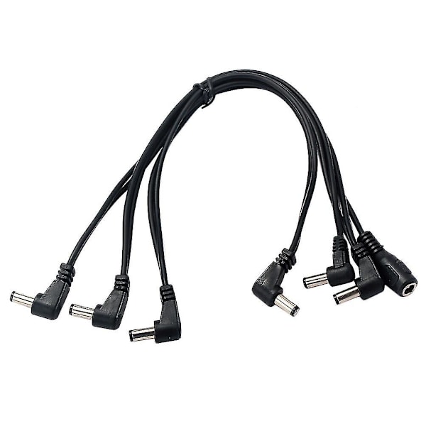 6-vägs Rätt Vinkel Kabel Sladd Koppar Tråd Gitarr Effektpedal Strömförsörjning Splitter Adapter För Elektrisk Gitarr Od04 (svart)