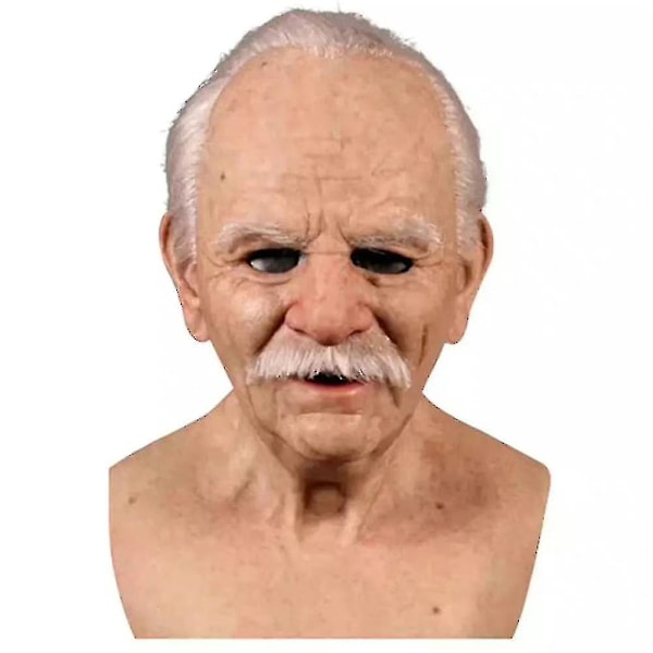 Halloween Latex Full Mask, Old Man Mask Realistic Human Pleated Head Mask, Old Man Face Covering, For Masquerade Silicone Halloween Mask