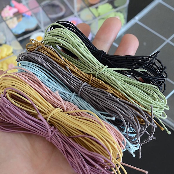 8 stk farget elastisk snor 1mm elastisk streng armbånd elastisk 5m