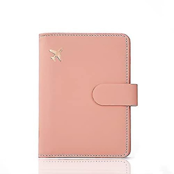 Premium Läder Passfodral, Vattentätt RFID-Blockerande Plånbok med Pennhållare, Söt Design (Rosa).