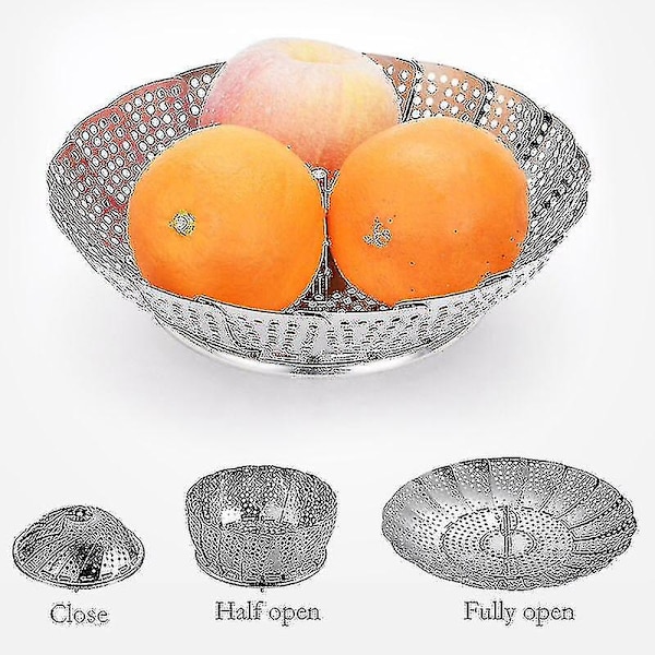 Køkken Foldbar Dampkurv Dish Damp Rustfrit Stål Madkurv Mesh Grøntsags Dampkoger Dampkoger