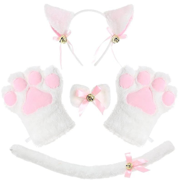 5 st Creative Cat Cosplay Kostym Katt Svans Öron Halsband Tassar Handskar Anime Lolita Gothic Set För Fest