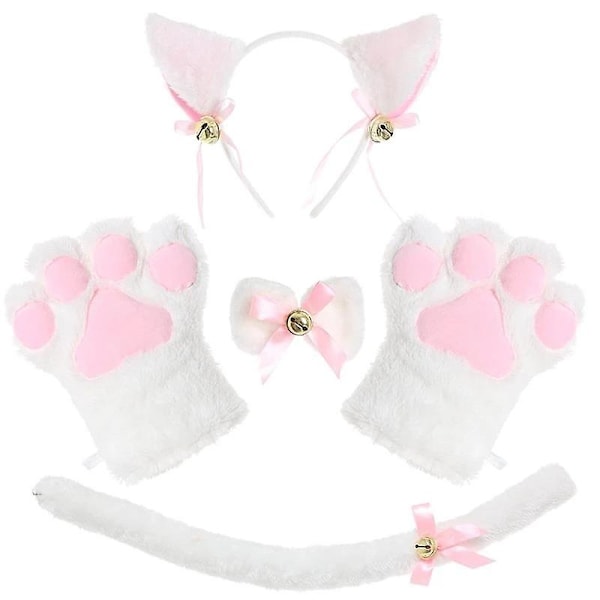 5 stk Kreativ Katt Cosplay Kostyme Kattehale Ører Halsbånd Poter Hansker Anime Lolita Gothic Sett For Fest