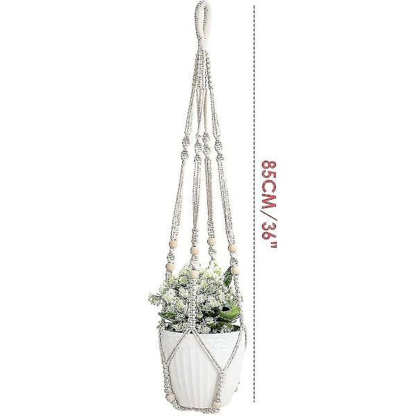 2 st Macrame Vägghängande Planthållare Växt Hängare Macrame Fläta Vägg Hängande Planthållare Bomullsrep Med Pärla Blomkruka