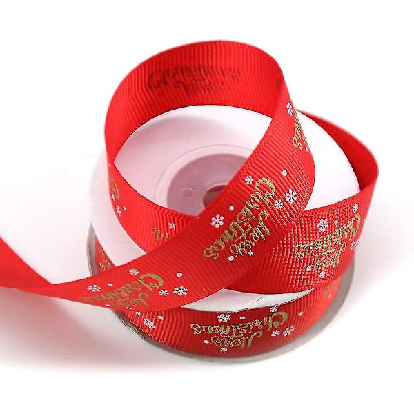 Bånd med 'God Jul' design - Perfekt for håndverk og gaveinnpakking - Rød - 9,1m lang og 2cm bred