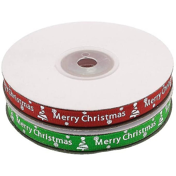 50 Yards 3/8 Tommer Merry Christmas Trykt Grosgrain Bånd Jul
