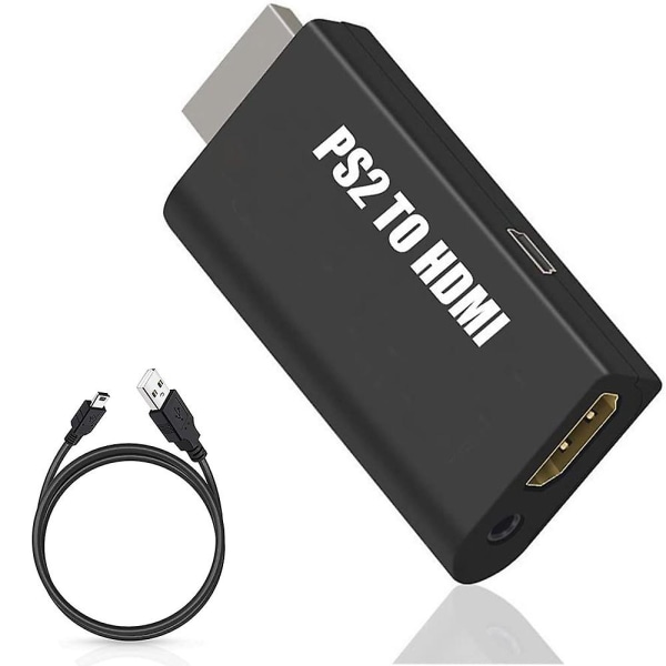 Ps2 til HDMI-konverteradapter, videokonverter Ps2-til-HDmi-konverter med 3,5 mm lydudgang til HDtv HDMI-skærm Understøtter alle PS2-visningstilstande