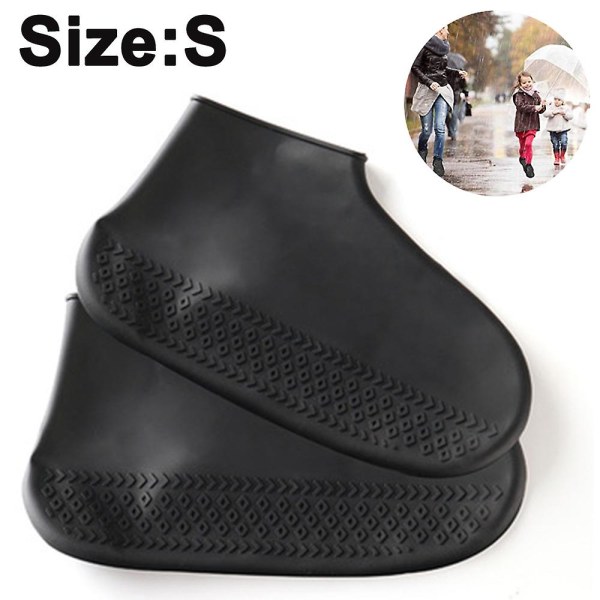 Vanntette skotrekk Silikon regnskotrekk Gummi sko beskyttelsesdeksel for menn kvinner og barn(S）