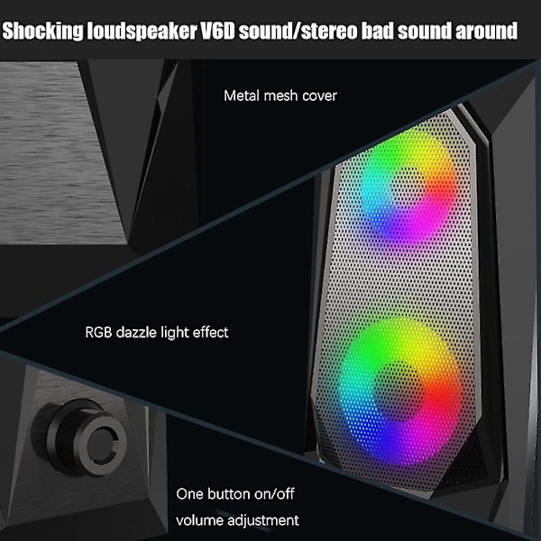 Datorhögtalare K7 Högtalare 7 Färgers LED-effekt Högkvalitativt HD-ljud Ljusstark RGB Skrivbord