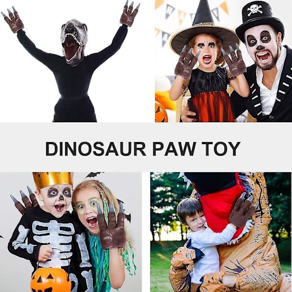 Halloween-dinosaurinkynsi, Realistinen Muovinen Velociraptor-Kynsi Lasten Roolileikkiin (1 kpl, Ruskea)