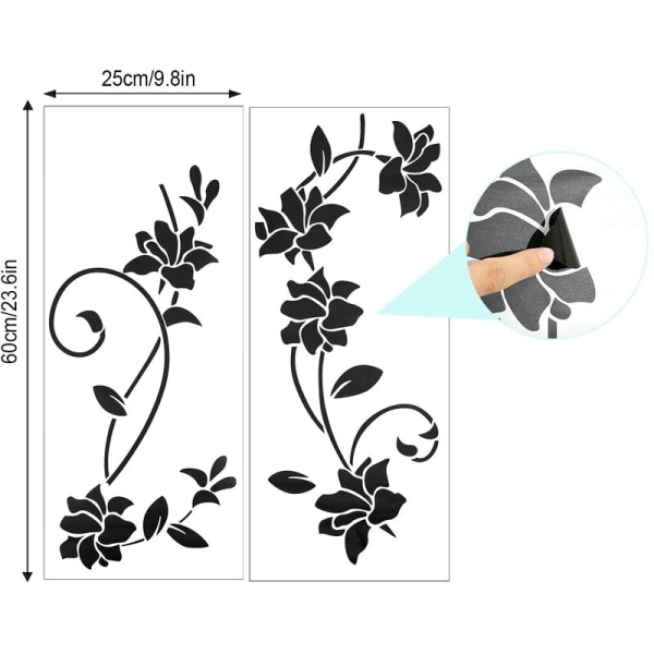 Black Ornaments Wall Stickers - Självhäftande set för väggdekoration, blommor, rankor, vinstockar (2st)