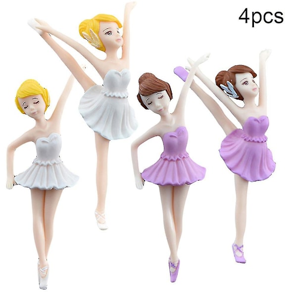 4 stk. Balletpige PVC Figuriner Håndværk DIY Miniature Fe Have Kage Dekorationer Niuniu