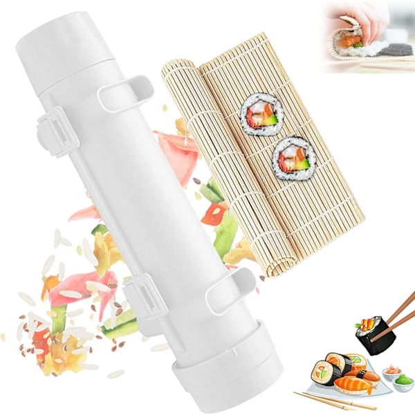 Sushi-valmistaja, Sushi DIY -kone, Sushi Bazooka, Sushi Matte, Rullakone, Kasvislihan rullaustyökalu Keittiötarvikkeet Sushi-työkalu (Valkoinen)