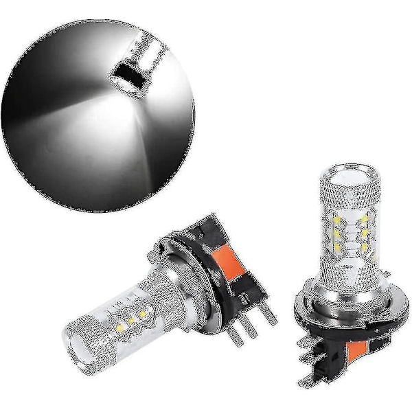 2 stk H15 LED Pære Fjernlys Forlygte Kørselslys Bil Lampe