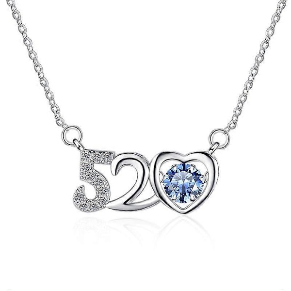 Halsband - Jag älskar dig 520 - 50pts Moissanite - Glittrande hjärta (Blå, 0,5 karat - Simulerad diamant)
