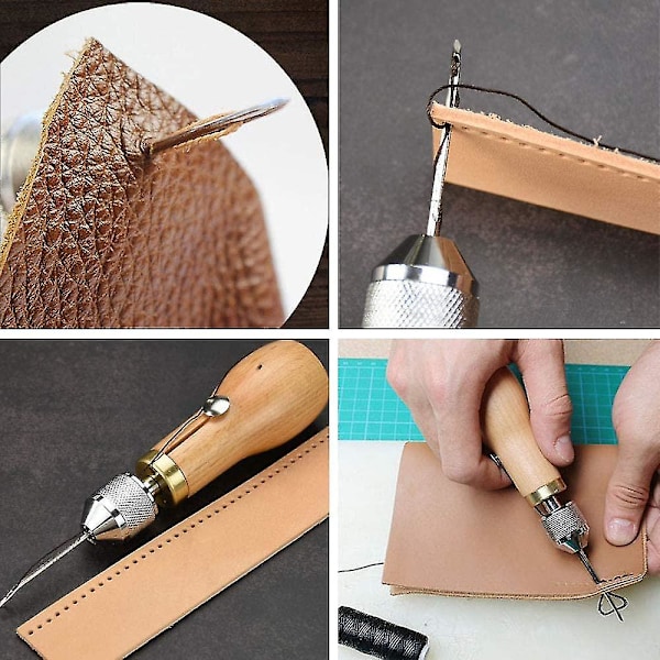 Sömnadsnålset Läder Handstygn Tråd Nålar Kit