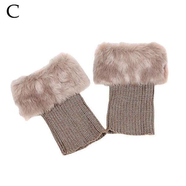 Kvinnors päls trimmade boot cuffs päls toppar omslag ribbstickade korta benvärmare strumpor