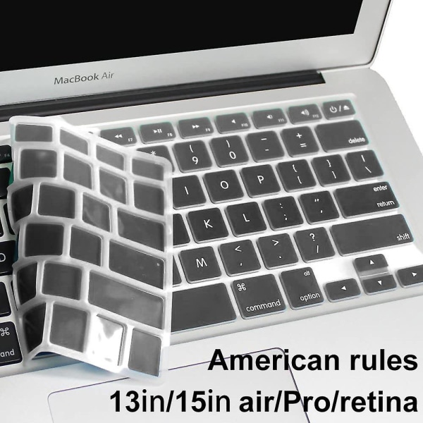 Ultra Thin Keyboard Cover Skin Macbook Air/ pro/retina 13" ja 15" (apple mallinumero A1466 A1369 A1278 A1286 A1502), Us Keyboard Layout
