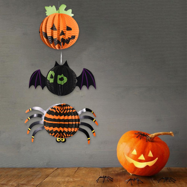 1 Set Halloween Dekoration 3D Papprekvisita Vikbara Spöklika Kreativa Lätt att Hänga Dekoration för Spökhusfester (L)