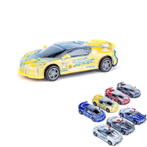 Barnpolisbil sportbil leksaksbil modell ljud och ljus elektrisk universal polisbil pojke present racingbil (gul sportbil)