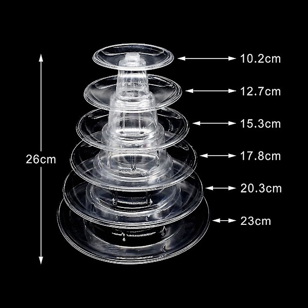 Rund Macaron-Tårta 6-Vånings Transparent Kakställ Plast Macaron Displayställ För Bröllop Födelsedagsfest Dessert