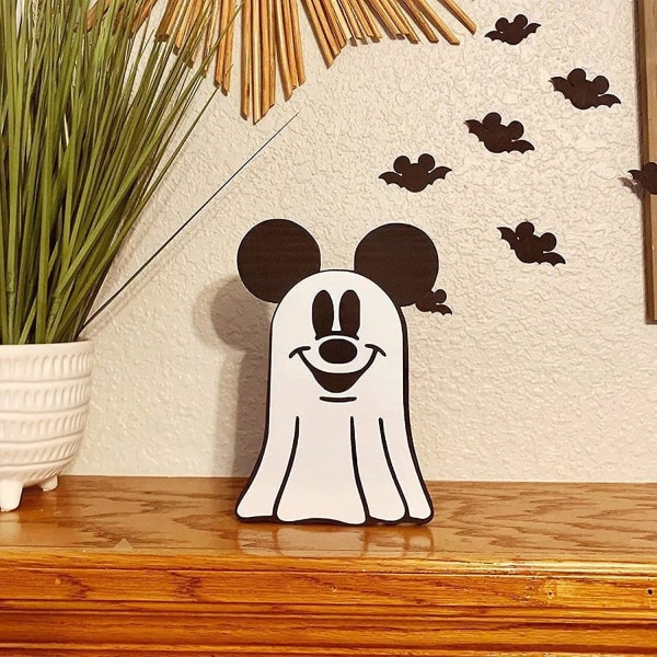 4 kpl Ghost Mickey and Minnie Halloween -koristeita, haamuveistos kodin sisustamiseen Halloween-sisustussetit kodin sisustamiseen Halloween Decorati