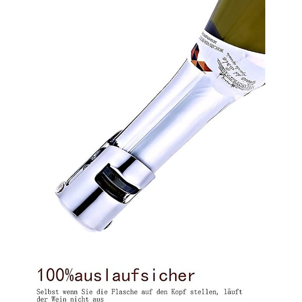 Rustfrit Champagne Prop, Champagne Saver Prop med Fødevarekvalitet Silikone, Genanvendelig Flaskeprop til at Holde Champagne Frisk (Sølv, 2 Pakker)