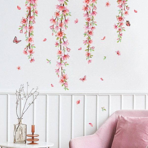 En set med fjärilsblomma väggklistermärken självhäftande för vardagsrummet i sovrummet