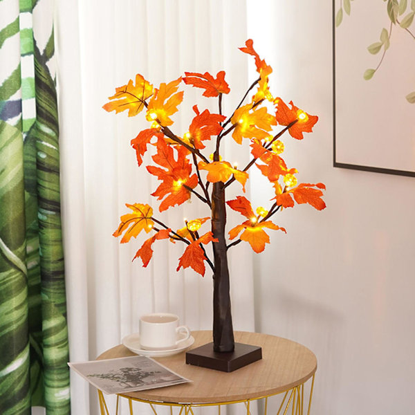 Höstlövslampa med lönnlöv Justerbar Ljusupplyst Pumpa Lönnlövlampa Tacksägelse Skörd Halloween Jul Skrivbordsdekoration (C)