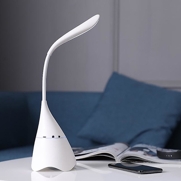 Kreativ USB-laddningsbar skrivbordslampa nattlampa Bluetooth-högtalare (vit)