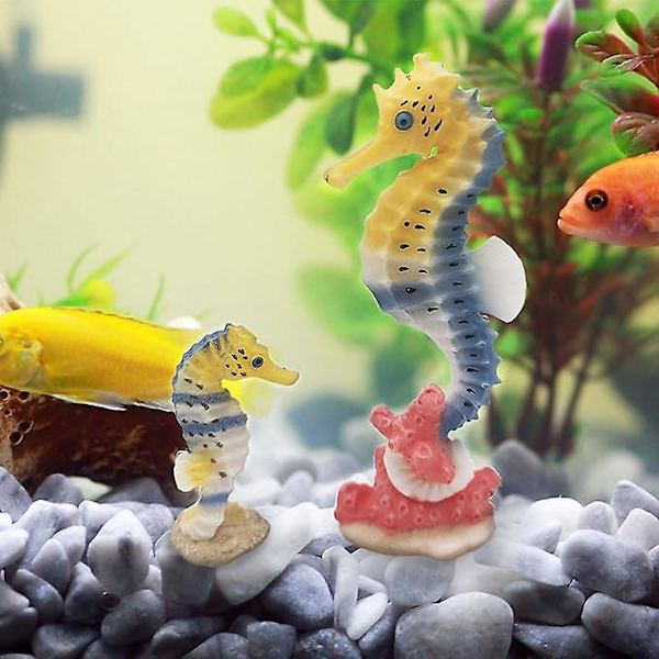 2 stk. Søheste Akvarie Dekoration, Kunstig Søhest Polyresin Figur Ornament til Børn Undervisningsmodel