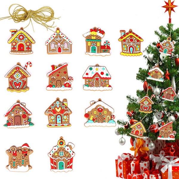 Julgranspynt Pepparkakshus Design med Hängande Rep Skapa Atmosfär Pepparkaka