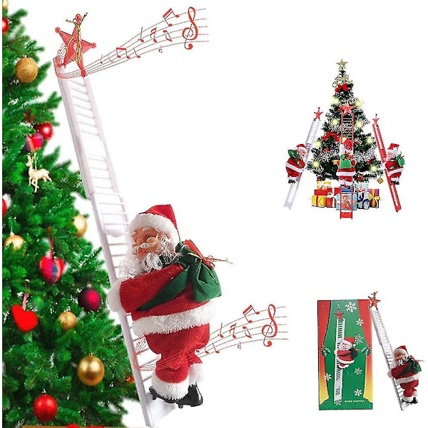 Elektrisk Klättrande Stege Tomte Julfigur Ornament