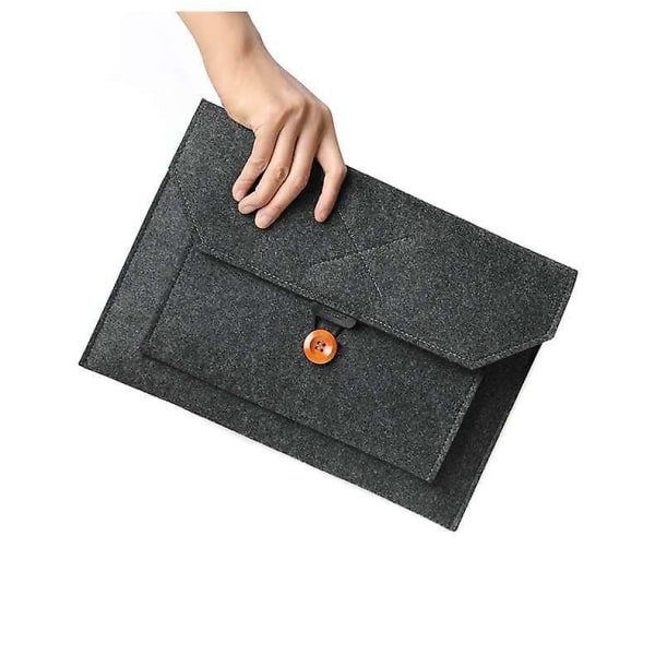 14-15,6 tommer computer og tablet opbevaringstaske filt og pu læder kuffert taske sort (firkantet）