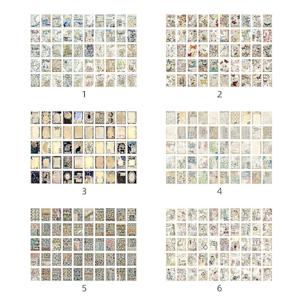 100 ark Vintage Materialpapper Retro Ljust Papper Deko Scrapbooking Collage Bakgrund DIY Dagbok Hantverk