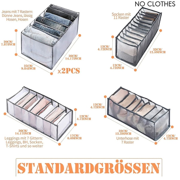 5-pack Lådförvaringsboxar i Mesh, Vikbara, för Scarfs, Jeans, Underkläder