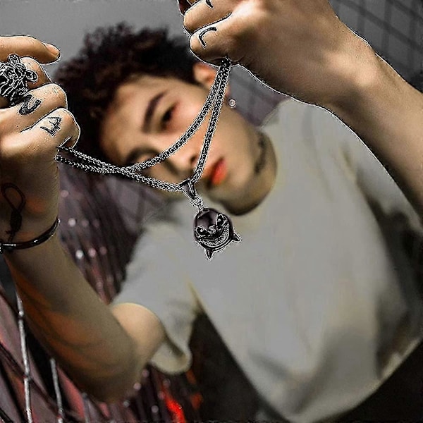 Haj/fisk/delfin Hänge Djursmycken Herrar Pojkar Halsband Med Rostfritt GLO（07 Hip Hop Haj Svart）