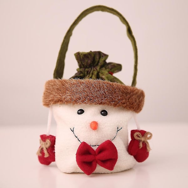 3 st Portabla Julgåvor Santa Claus Snögubbe Elk Väska Äpple Godis Förvaringsväska För Barn Gåva