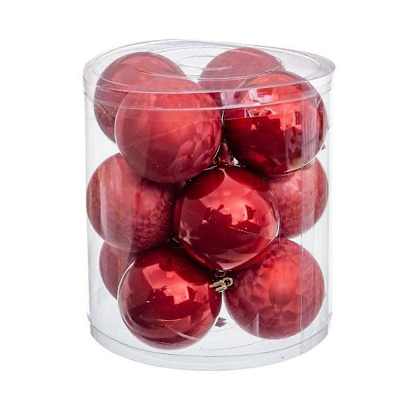 Julgranskulor Röd Plast 8 x 8 x 8 cm (12 stycken)