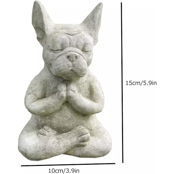 MINGZE Bulldog Buddha-staty, inomhus- och utomhusgräsmattedekor