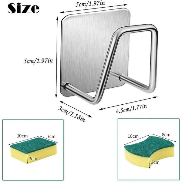 3 stk svampestativ, kjøkkensvampestativ, selvklebende svampestativ, klebende svampestativ for rask tørking av kjøkkenvask, vanntett rustfritt stål