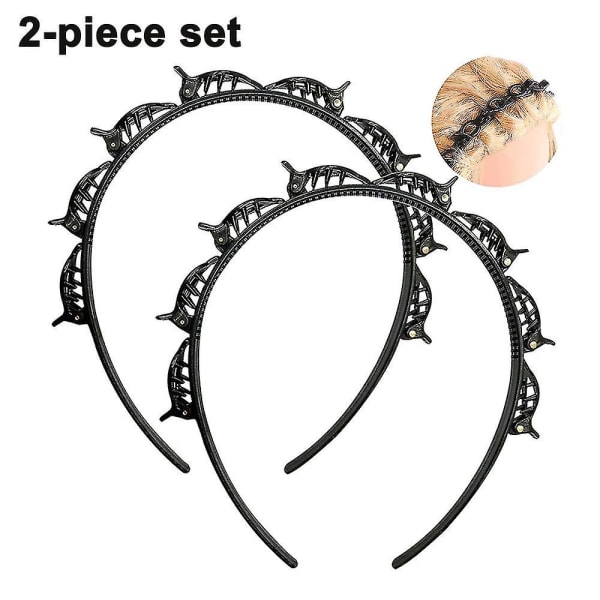 2pcs Headbands For Women Head Bands Hair Bands For Girls Thin Plastic Headband , Fashion Braided Headbands Double Layer Twist Plait Hair Tools