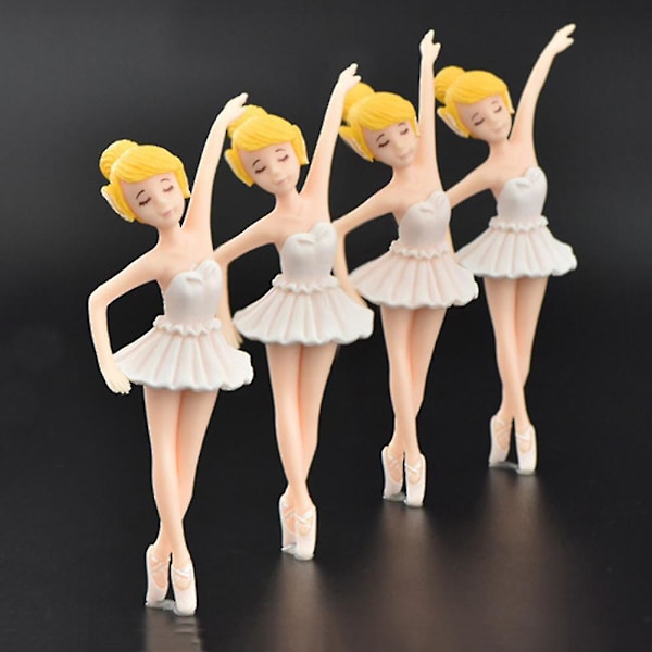 4 stk. Ballerina PVC-figurer Håndverk DIY Miniatyr Fehage Kakedekorasjoner Niuniu