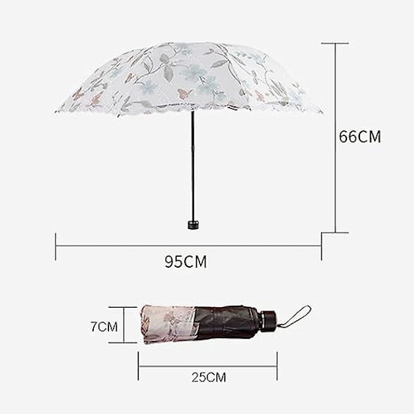 Solparaply Damer Parasol Damer Broderet Blonder Dobbelt-Deck Anti-UV Parasol Paraply Sol/Regn/Sne Folding Paraply