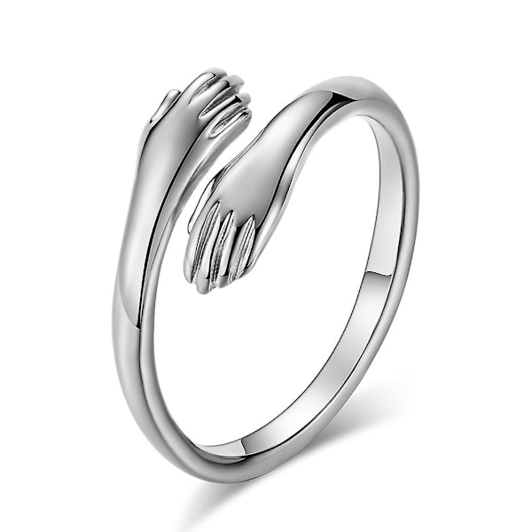 925 Sterling Sølv Smykke Kjærlighet Klem Ring Retro Mote Tidevannsstrøm Åpen Ring