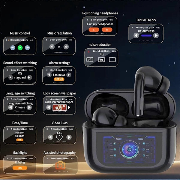 In-ear Bluetooth Hörlurar G4 Färgglada LED Hörlurar ANC+ENC Enkelvarumärke Brusreducerande Stereo Trådlösa Hörlurar C