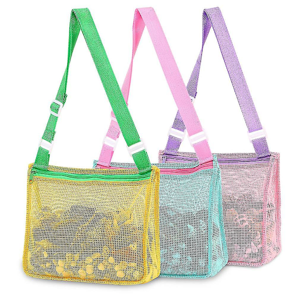 3 stk Fargerike Mesh Strandvesker Skall Mesh Vesker For Barn (Stil 1)