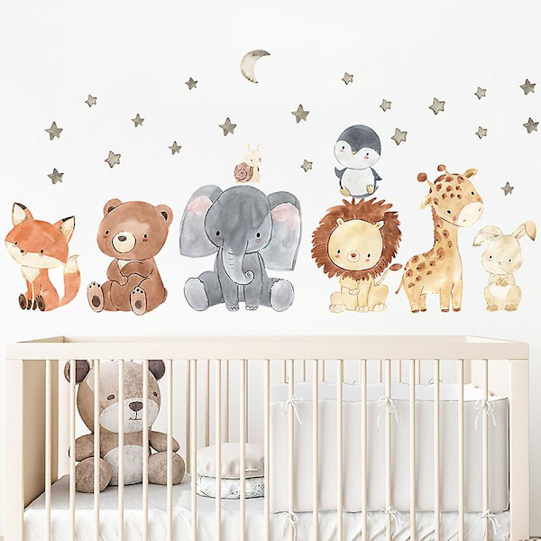 En uppsättning Animal Moon Stars väggdekaler, väggdekal, väggdekor för vardagsrum, sovrum, kök, kontor