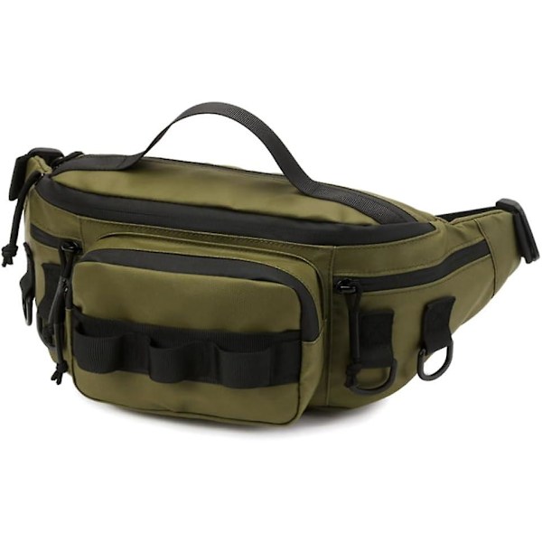 Fiskeutstyr Fanny Pack, Vanntett Fiskeverktøy Midjebelte for Fiske Fotturer Løping, Grønn