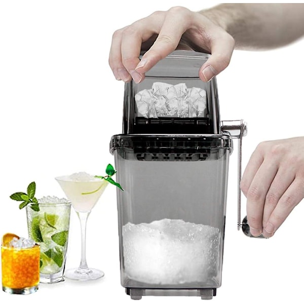 Manuell ismaskross i rostfritt stål, ismaskin, smoothie-maskin, isdryckshackare, mixer, svart